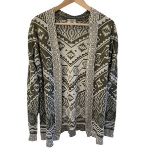 Hippie Rose Olive Green open cardigan.